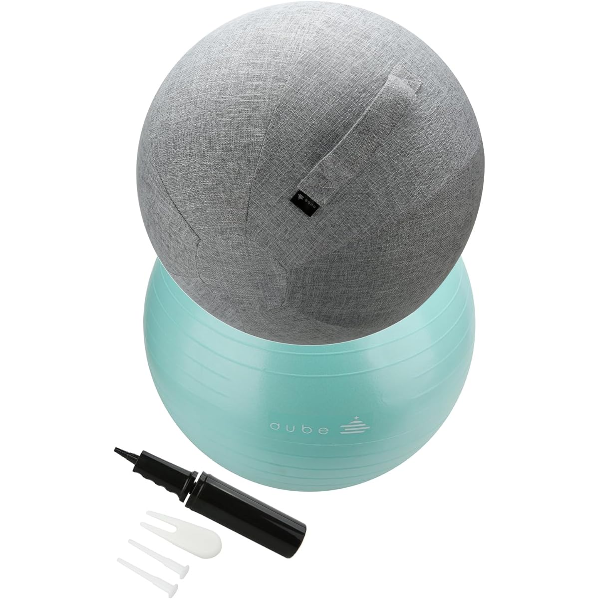 aube Balance Ball Chair with Cover, Diameter 55cm, Balance Cushion, Yoga Ball, Pilates Ball, Hand Pump Included
