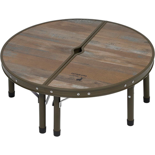 CAPTAIN STAG Outdoor Table, Round Table, Chabudai, Paul Hassam Table, Diameter 60cm, Height Adjustable in 2 Levels, Storage Bag Included, Bistro UC-597