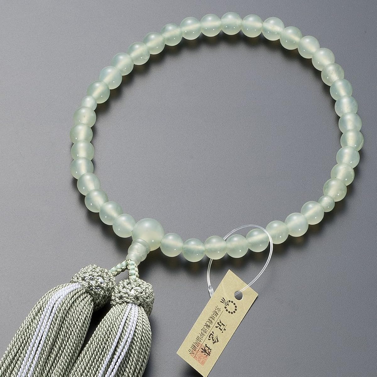 Butsudanya Takita Shoten Kyoto Prayer Beads for Women, Green Onyx 7mm Beads, Pure Silk Tassel with Head, Bead Bag Included, Prayer Beads for Women that Can Be Used by All Sects, Certificate Included