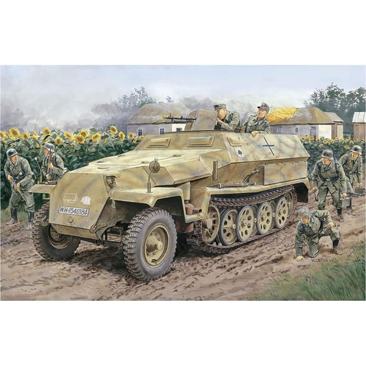 Platts Dragon 1/35 World War II German Army Sd.Kfz.251 Ausf.C 4 figures included (Bonus parts Sunflower included) Plastic model DR6187F Molding color