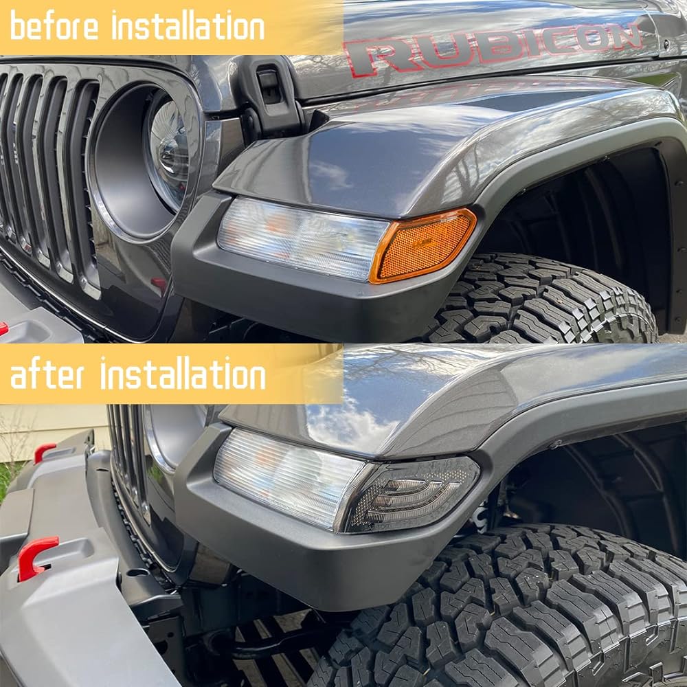 KMFCDAE LED Front Fender Side Marker Light Winker Lamp Jeep 2018-2022 Wrangler JL JLU & 2020-2022 For Gladiator JT Trucks