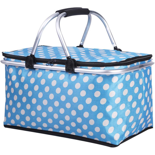 Hiro World Trade Cooler Bag Cooler Box Polka Dot Basket Picnic Cold Insulation Thermal Folding Large Capacity 32L