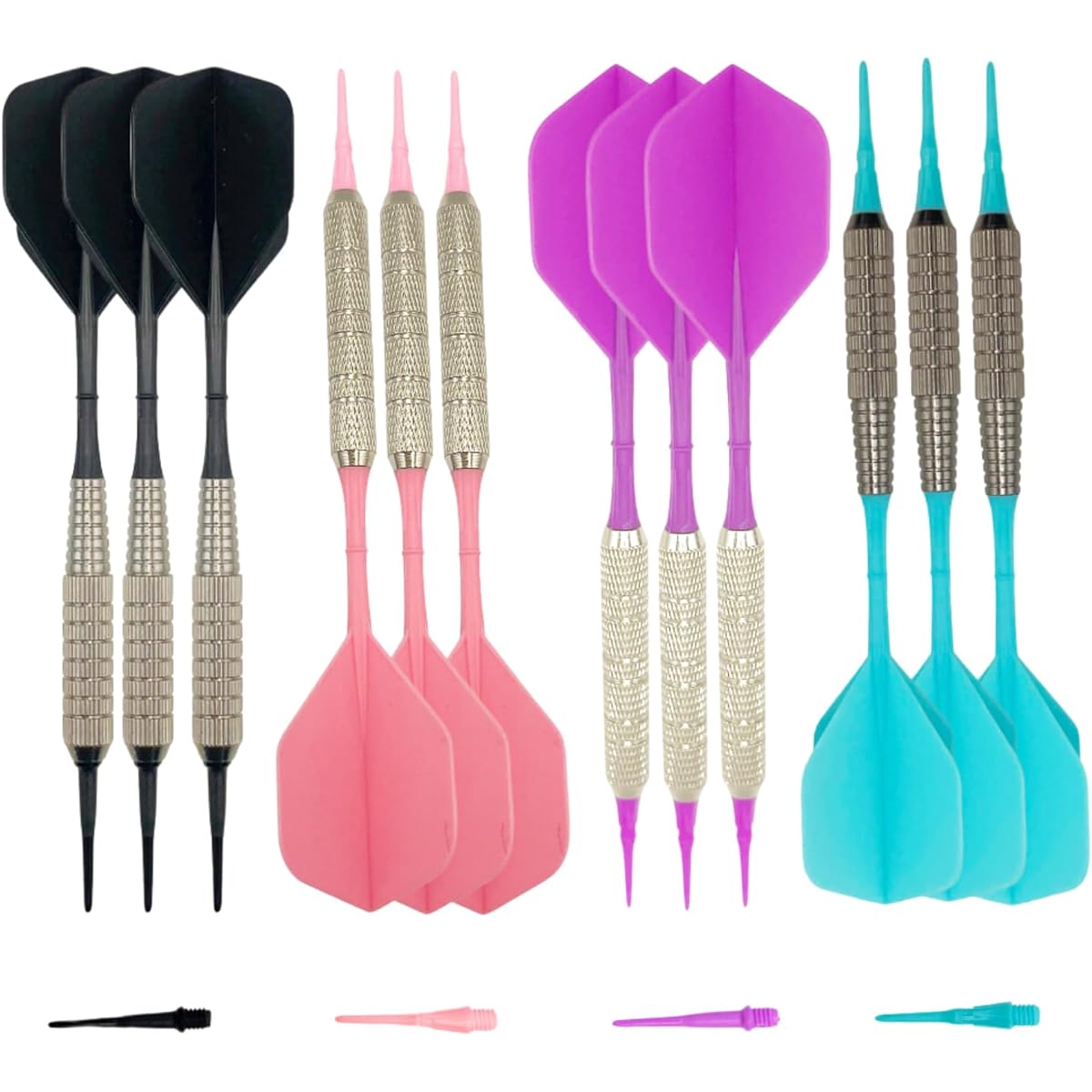 Dart Set 16g 12pcs Shaft Flight Integrated House Darts Beginner Practice Tips Includes 100 Soft Darts