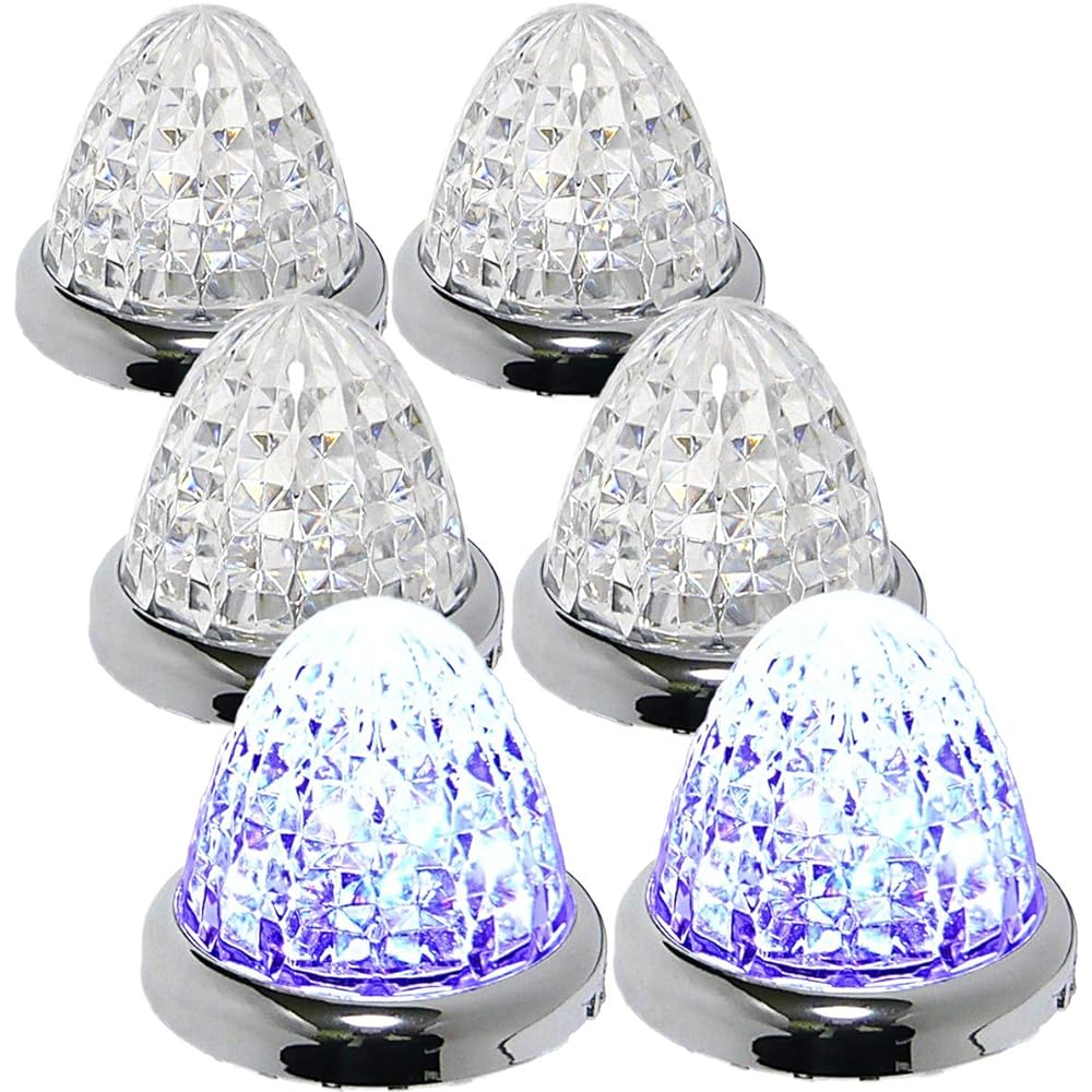 Customize 24V Truck LED Marker Lamp Side Marker 8-sided Crystal Cut Specification 16LED Plated Ring General Purpose Set of 6 Blue/Yellow/Red/White Various Colors (Purple Custom Color)