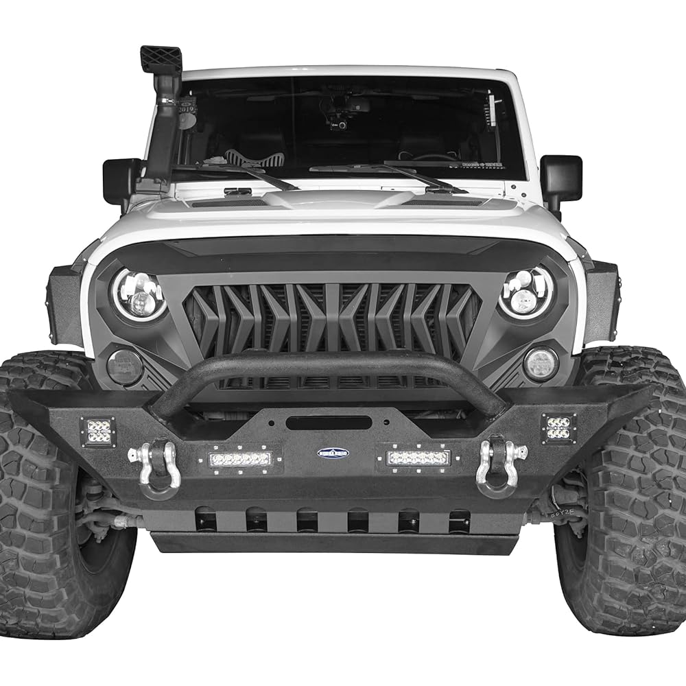 HOKE ROAD WRANGLER JK Front Skid Plate Bumper Cover Texture Black Steel Jeep Langler JK 2007-2018