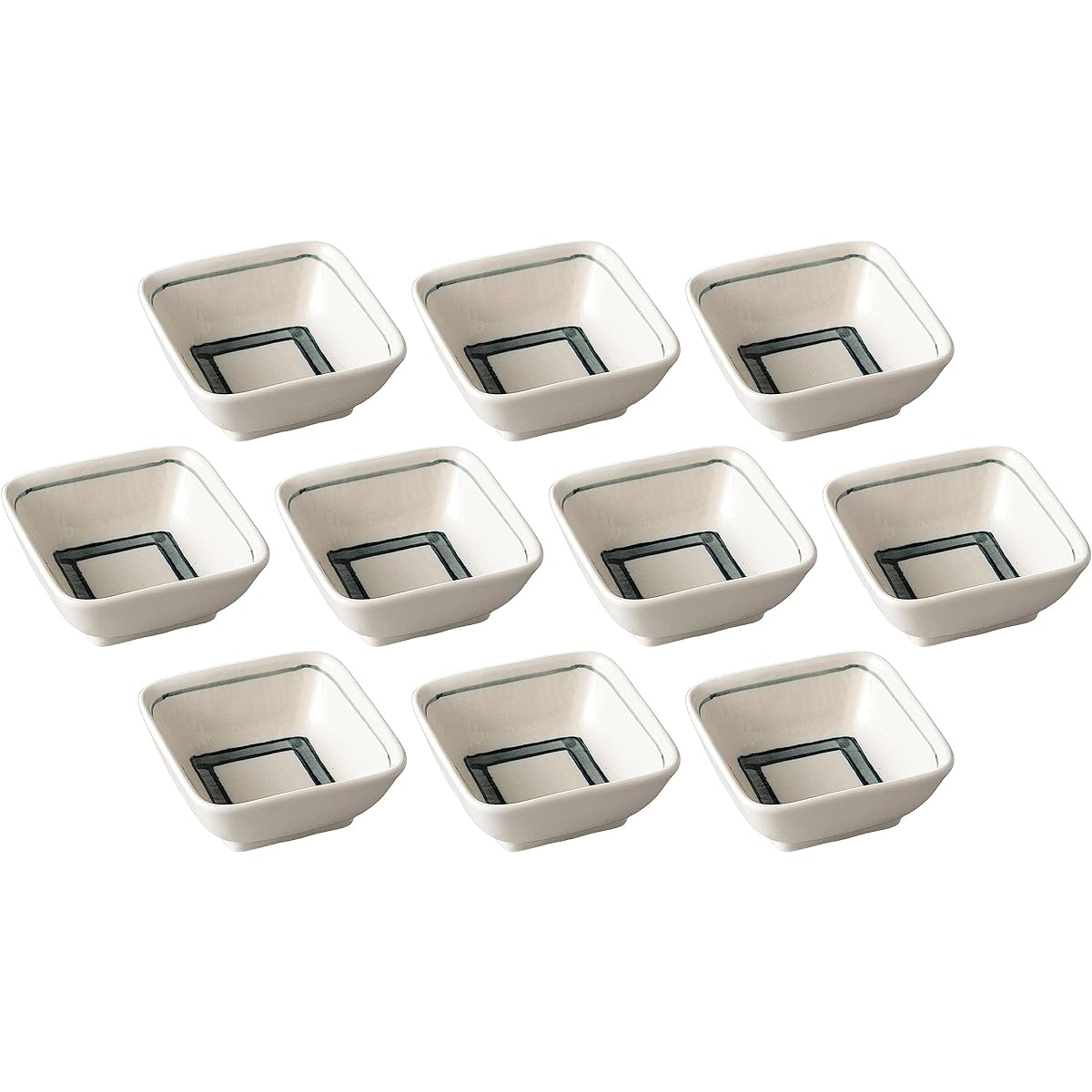 Set of 10 cloth grain obi line square bowl (small) [8.7 x 3.8cm] [square bowl]