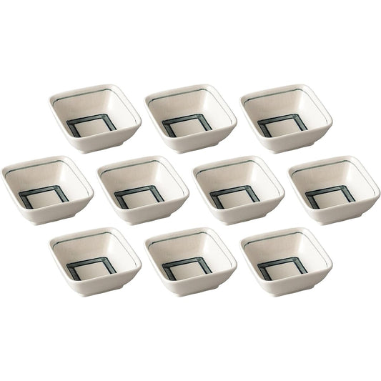 Set of 10 cloth grain obi line square bowl (small) [8.7 x 3.8cm] [square bowl]