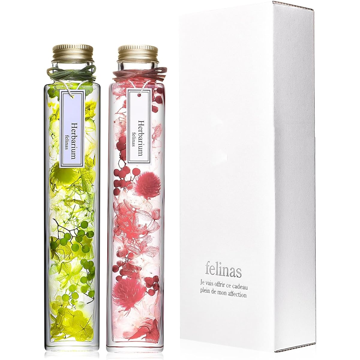 [Felinas] Herbarium square type (with gift box ribbon) (pink & green)