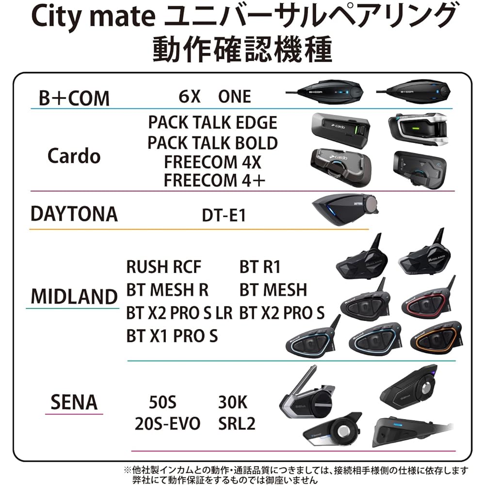 CIEL Citymate Candy Apple Red Bluetooth Intercom for Motorcycles, Two People Can Call at the Same Time, Music/Navi/Telephone Response, Large Adhesive Mount Included, CL-T10-RE