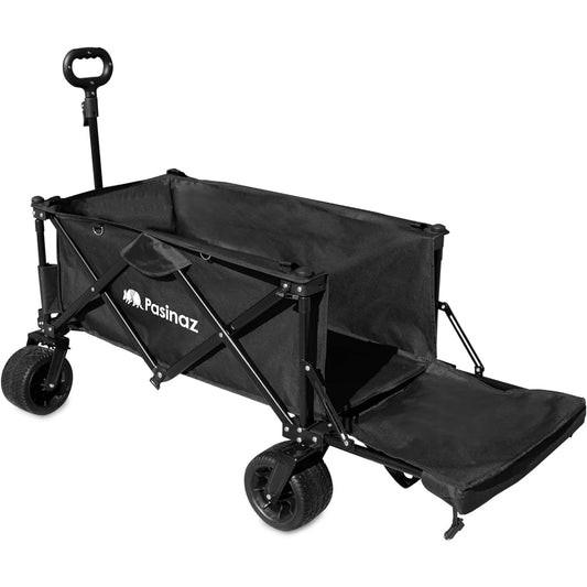 Pasinaz NEW Model Outdoor Wagon Carry Wagon Load Capacity 180kg Large Capacity 211L Carry Cart Camping Wagon Foldable Cargo Space Expansion 4 Wheels Telescoping Handle Sturdy Tough Wide Tire Tire Lock Lightweight Compact Freestanding Outdoor Carry (Norma
