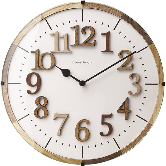 Interform Wall Clock Radio Clock CL-9706 Teal Brown White 30.5cm Natural Scandinavian