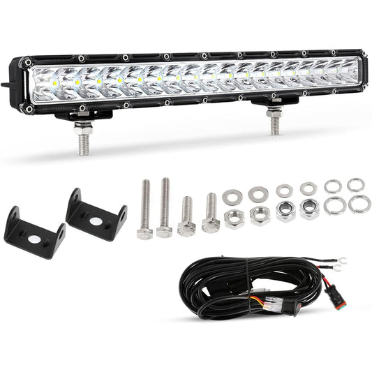 AUXBEAM LED light bar 1 row 14 inch 60W Ultra -thin spot Beam off -road driving Fog Fog Bumper Loped Ropro Fil Wiring Harness Track Boat ATV UTV UTV Car Jeep