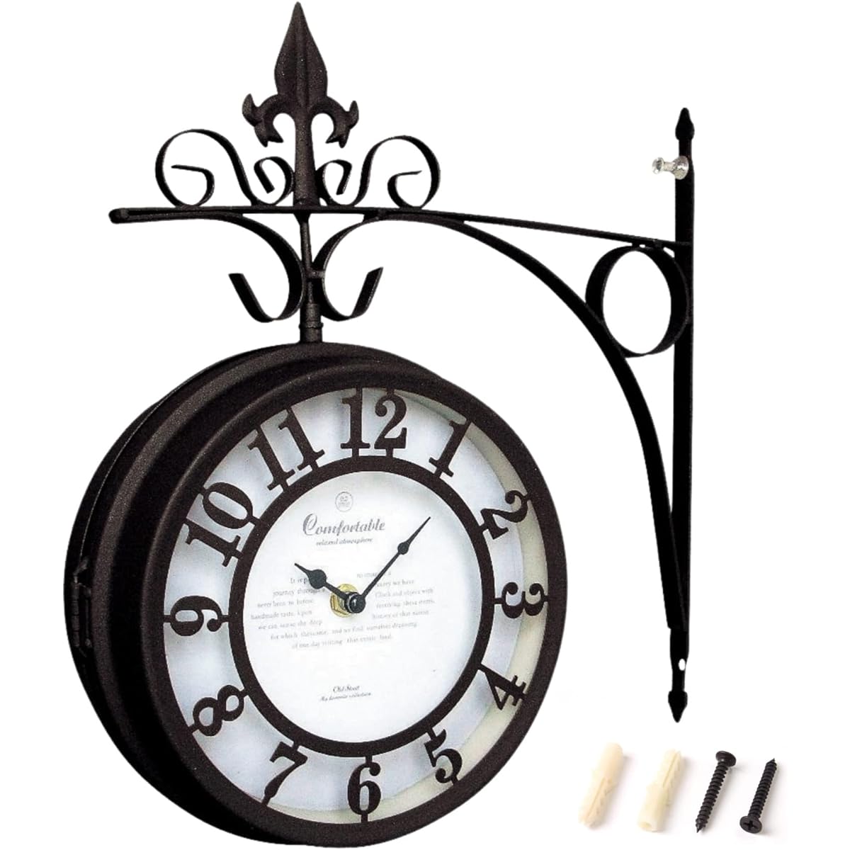 SPICE OF LIFE Wall Hanging Double Sided Clock OLD STREET Brown L Size Diameter 30cm NHE801LBR