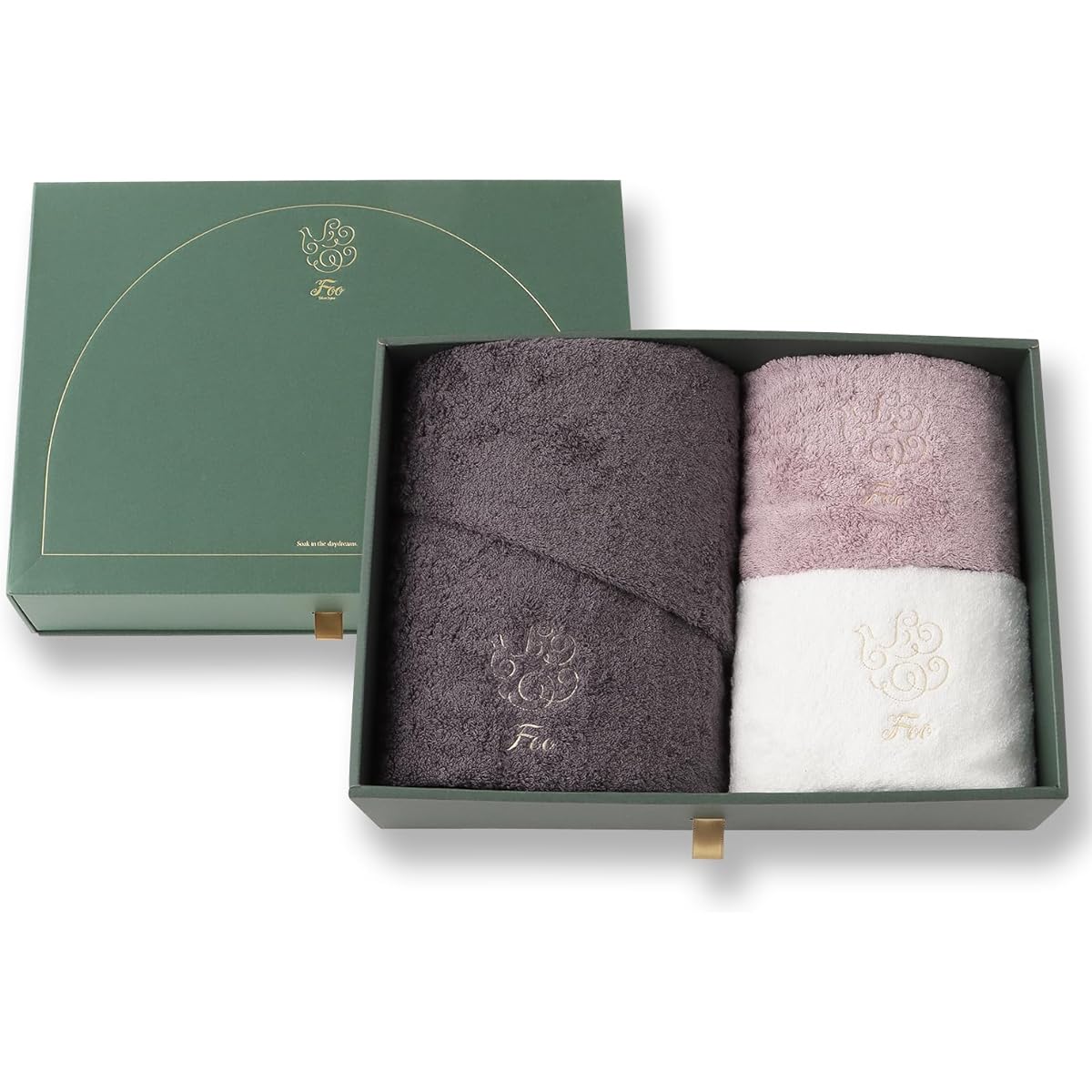 [It's like silk. FooTokyo Hospitality Towel] 1 bath towel (charcoal gray) & 2 face towels (pink x white) Popular gift For women For men Luxury Imabari towel Made in Japan Organic cotton Domestic production Wedding gift Housewarming gift Baby gift Housewa