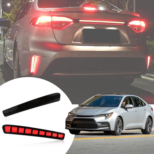 BINQIGOO Full LED Rear Reflector Fog DRL Kit for Toyota Corolla 2021-2023 L LE XLE Functions as Dynamic Sequential Turn Signal Light Daytime Running Light Kit (Rear Reflector Smoke)