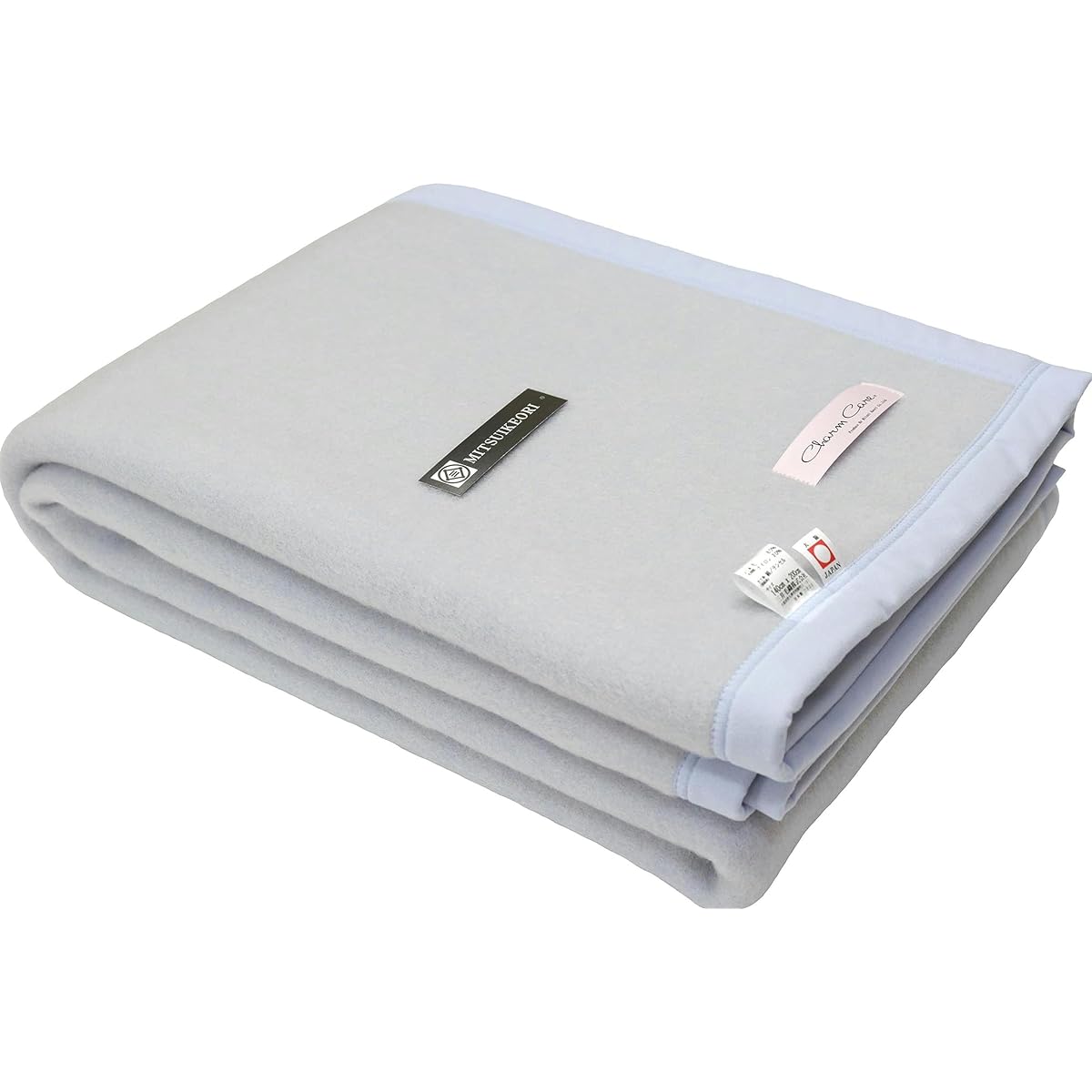 Washable Blue Blanket 80% Wool Blend Warm Blanket Mitsui Woolen Made in Japan Single 140x200cm Thick WNA540bu
