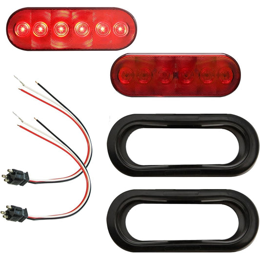 OPTRONICS TLL12RK 6 inch Oval Shield LED Tail Light Kit Red