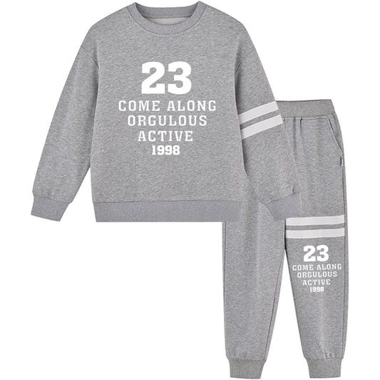 [LSMUDKINGDOM] LittleSpring Jersey Top and Bottom Kids Sweatshirt Sweatshirt Pants Children Long Sleeve Setup