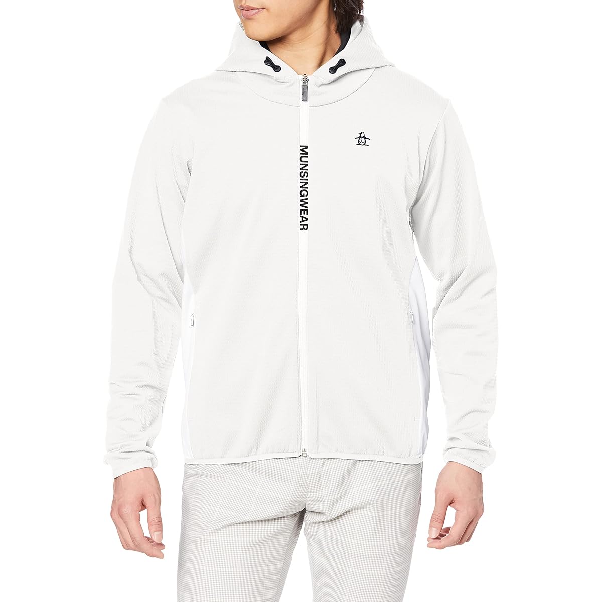 [Munsingwear] Mesh Jacquard Jacket Open Front Hooded Cut and Sewn Cover Stretch Sporty Golf MGMVJL50 Men's