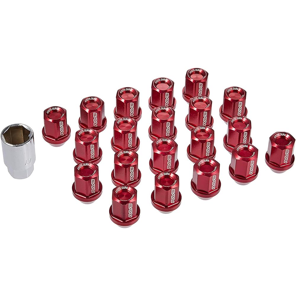 [RAYS] Duralumin Lock & Nut Set for L32 5H M12X1.25 Red Anodized 74020001108RD