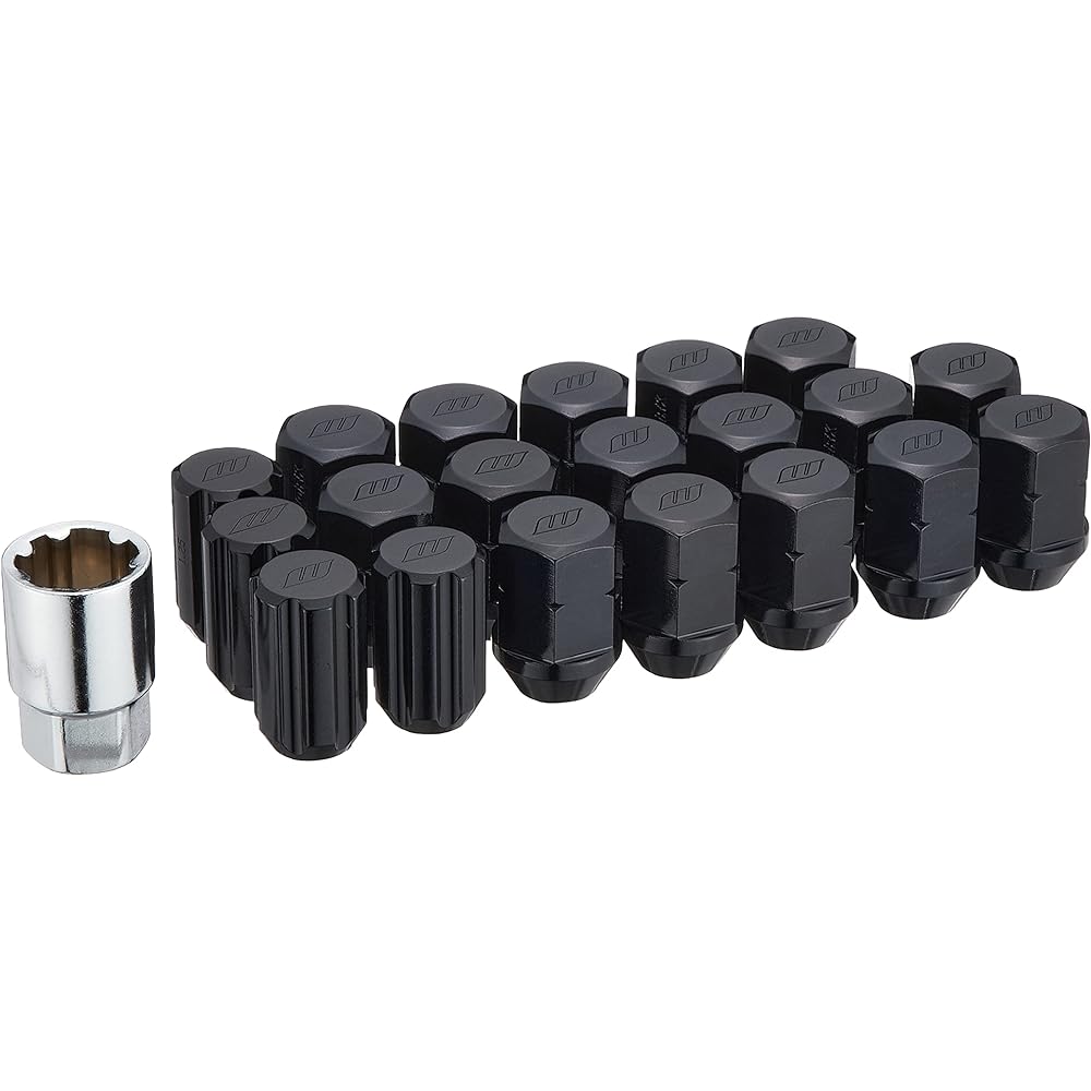 WORK Lightweight Lock Nut Set RS Nut Black 21HEX M12 x P1.25 Total Length 34mm WORKRSNUT-BK125