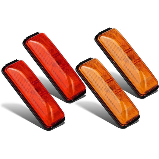 PARTSAM 4X Waterproof Amber/Red 4LED Side Marker Light Trailer Track Boat DC12V -Slim West