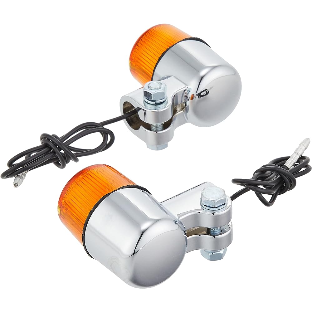 KITACO Round Mini Turn Signal Set for Single Ball General Purpose Plated/Orange 800-5001606
