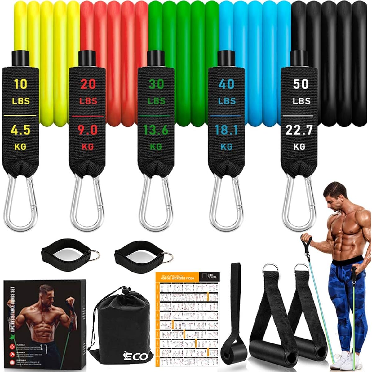 iECO Training Tube Tube Training Muscle Training Rubber Tube Training Band Home Muscle Training Goods Instruction Manual/Storage Bag