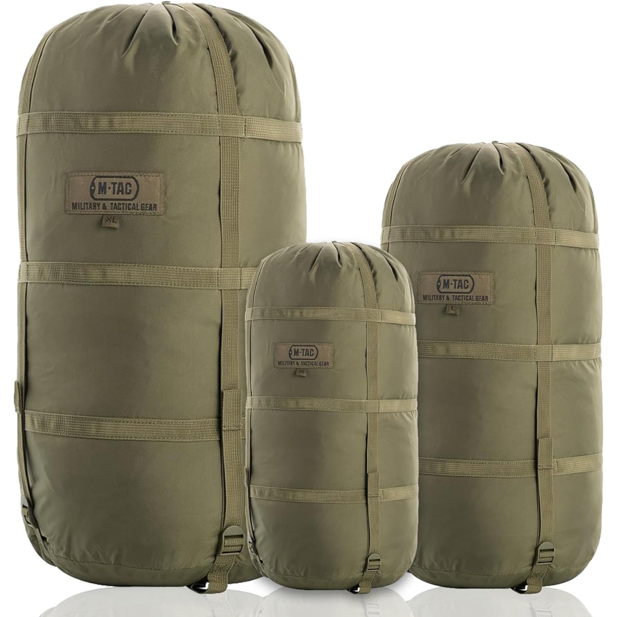 M-Tac Sleeping Bag Compression Stuff Sack Military Waterproof Compression Bag Lightweight Nylon Compression Bag for Travel Camping Hiking Outdoors (Olive XL - 40 Liters)