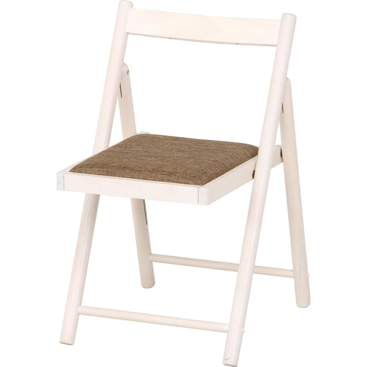 Fuji Boeki Folding Chair, Folding Chair, Width 43 x Depth 53 x Height 70 cm, White Wash, Completed Product, Cushion Included, Natural Wood, Lightweight, Easy to Carry, Milan 10883