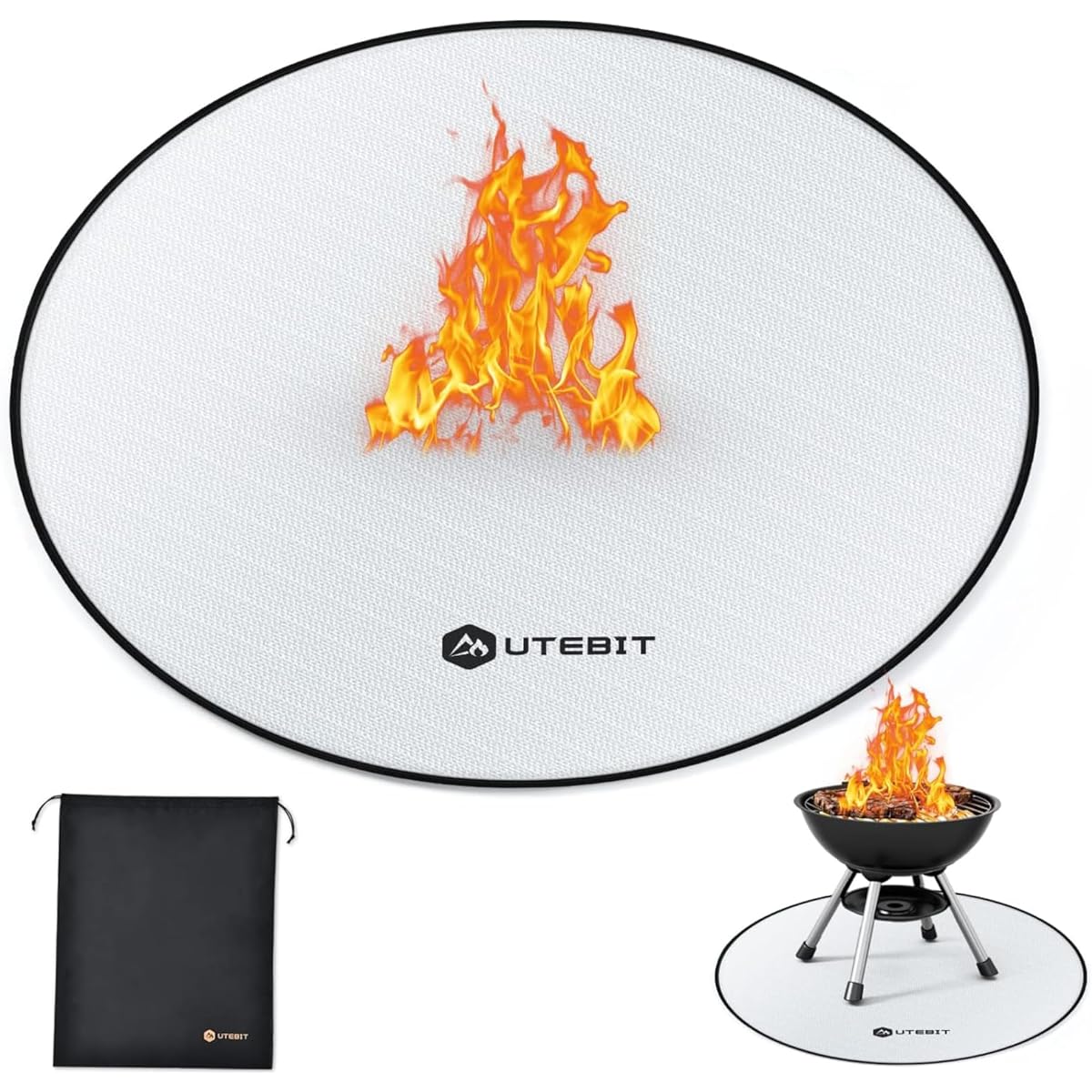 UTEBIT Bonfire Sheet, Circular, 3.3 ft (1 m) Diameter, Fireproof Sheet, Bonfire, 0.2 inch (6 mm) Thickness, Heat Resistant Sheet, Round, Fiberglass, Fireproof, Welding, Flame Retardant, Instant Fire