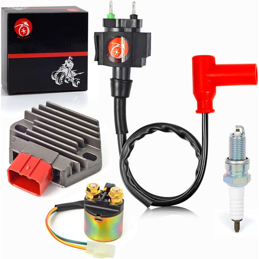 Regulator Rectifier & Relay Ignition Coil Spark Plug Kit for Honda 2000-2006 Rancher 350 350ES 350S 1998-2001 Foreman 450 TRX450S TRX450ES 1997-2003 Foreman 400 TRX400FW 3 1600-H. M7-003