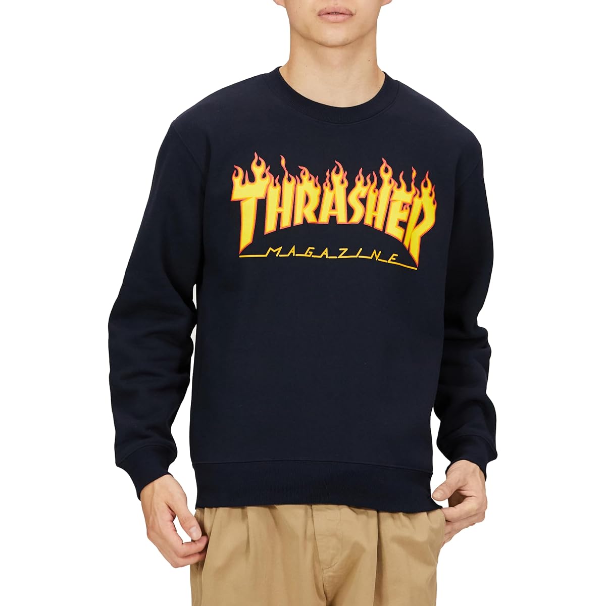 [Thrasher] Men's Crew Neck Sweatshirt (Brand Logo) [TH94130 / FLAME CREW] Standard