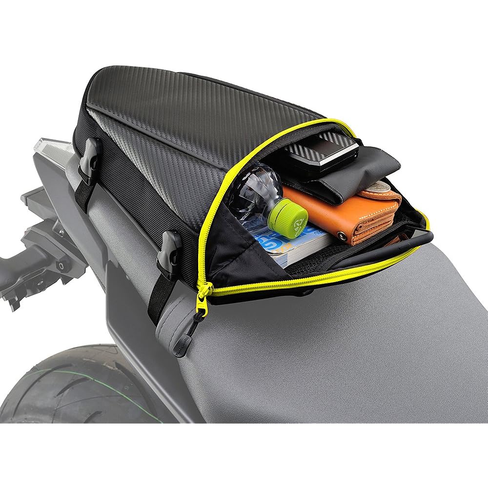 Henry Begins DH-708 Seat Bag Carbon Synthetic Leather & Fluorescent Yellow Zipper 95738