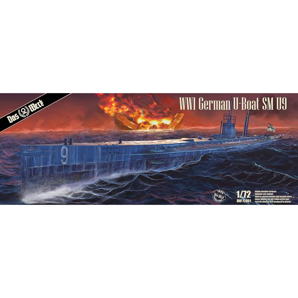 Das Werk 1/72 World War I German U-Boat SM U9 Plastic Model USCDW72001