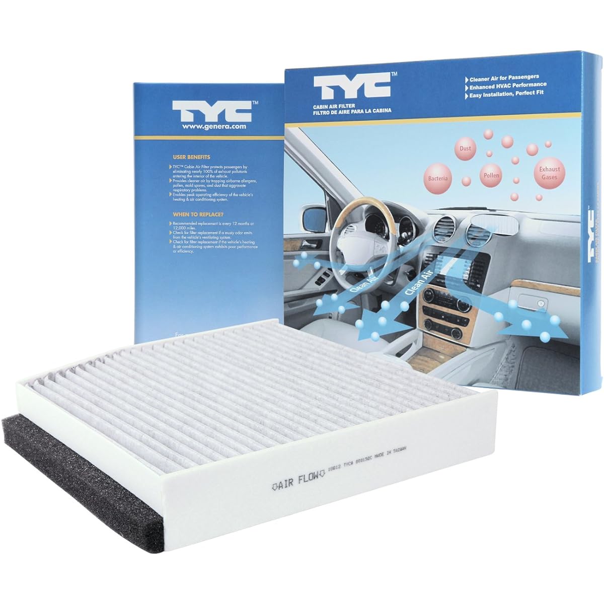 TYC 800192C replacement cabin air filter (compatible with Mercedes -Benz)