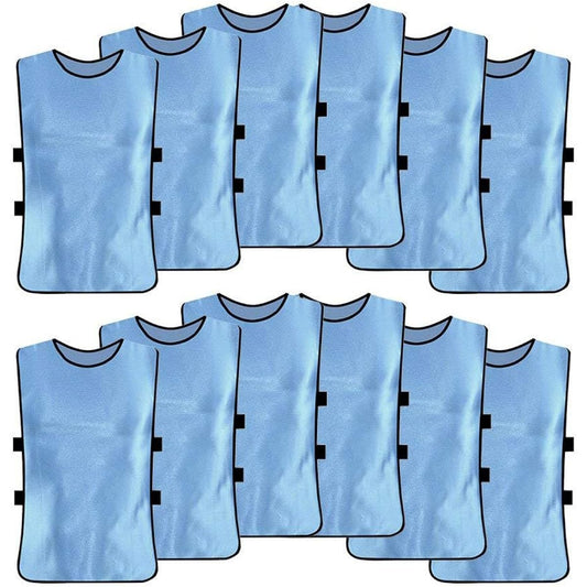 Soccer Bibs, Training Bibs, Soccer Events, Premium Polyester, Comfortable, Comfortable, Elasticity, Quick Drying, Sweat Absorbent, Lightweight, Breathable, Set of 12, Blue