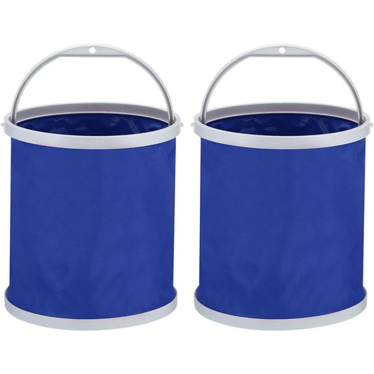 PATIKIL Camping Bucket Fishing Bucket Water Tank Foldable with Handle for Camping Car Wash 11L Blue Pack of 2
