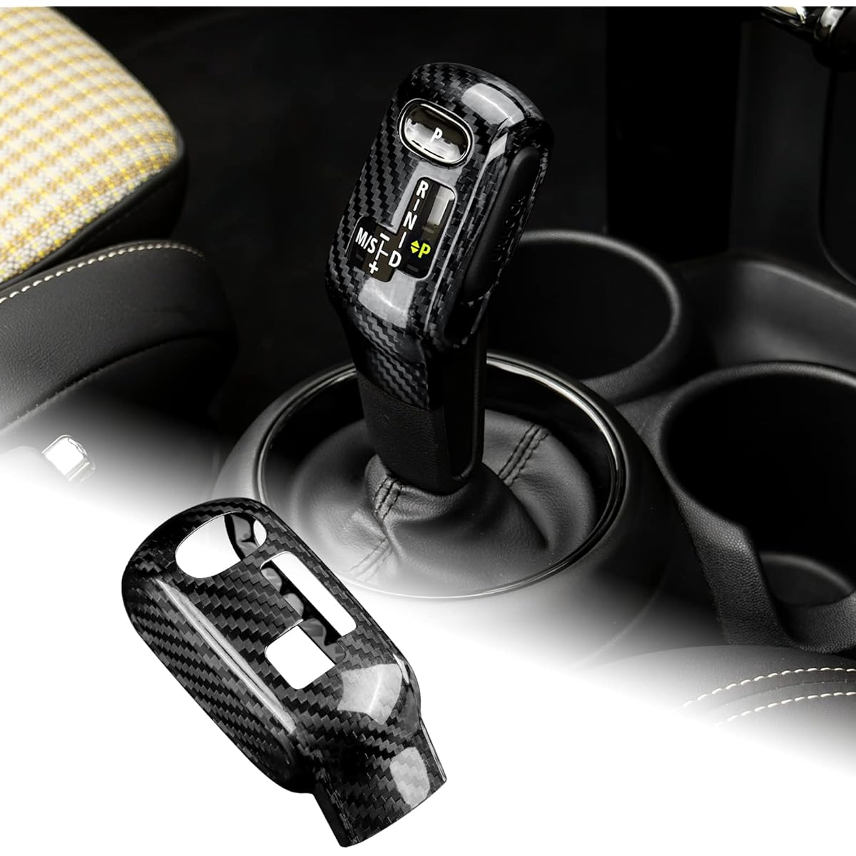 AIRSPEED Accessory Real Hard Carbon Fiber Car Gear Shift Knob Headcover Sticker for Mini F54 F55 F55 F56 F57 F60 Stylish Custom Dress Up Easy Installation Interior Parts MINI Clubman Countryman Interior Panel (Series B, Black)