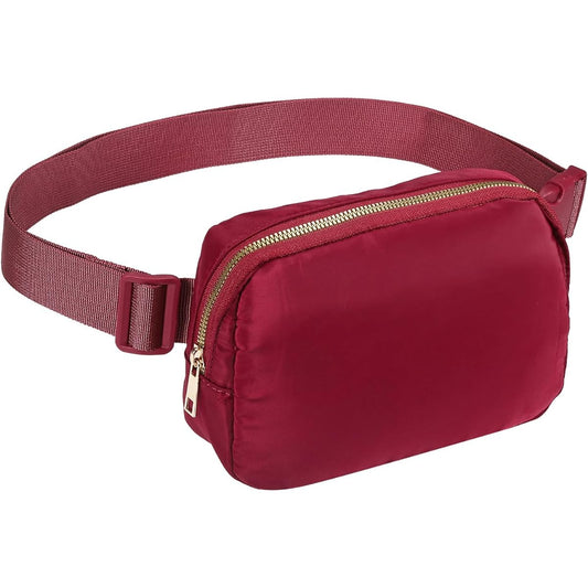 PATIKIL Fanny Pack Waterproof Belt Bag Men & Women Adjustable Crossbody Bag Waist Bag for Running Travel Workout Wine Red