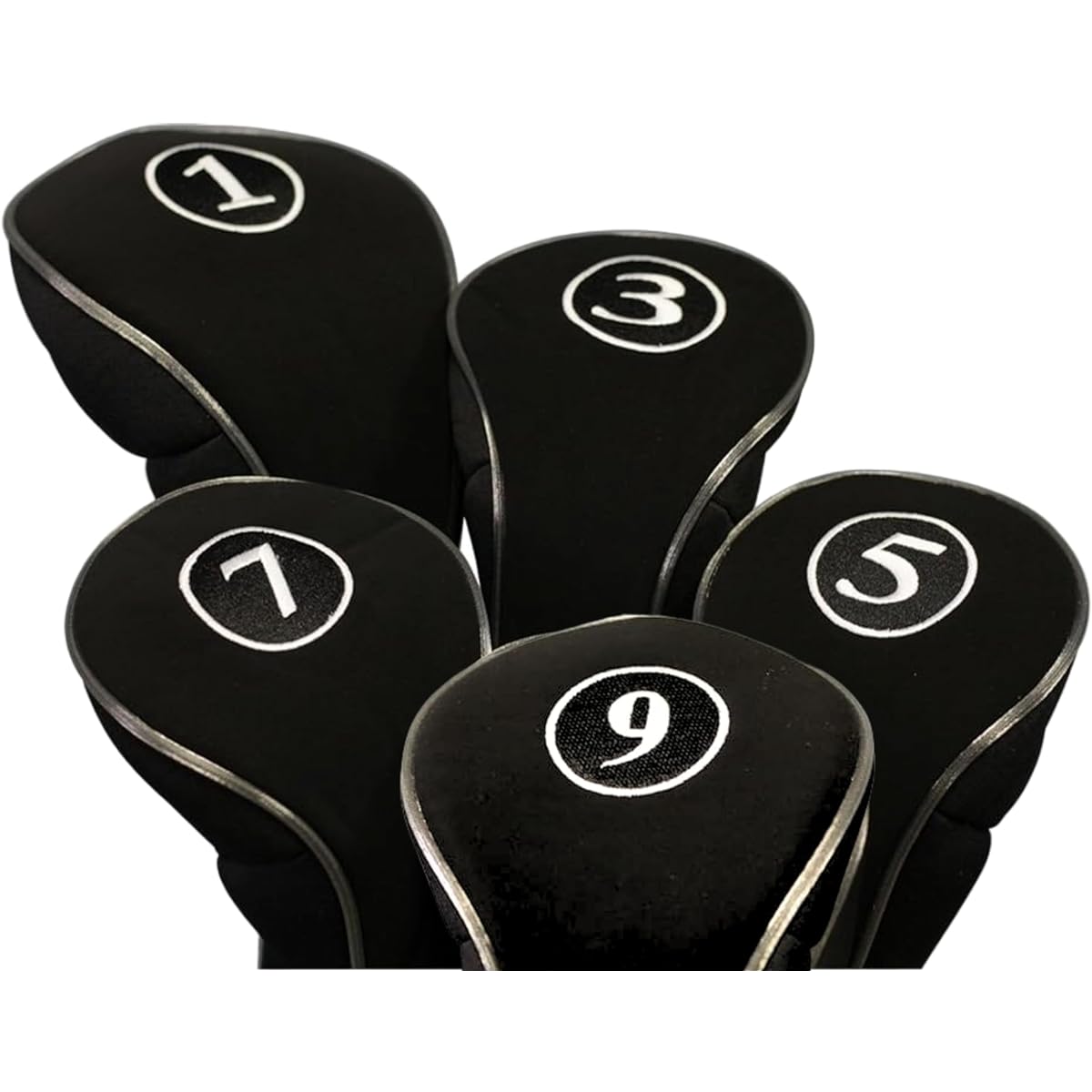 Black Golf Fastener Headcover Driver 1 3 5 7 9 Fairway Wood Headcover Metal Neoprene Traditional Plain Protective Cover Fits All Fairway Clubs