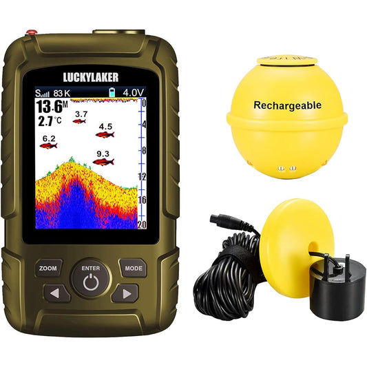 LUCKYLAKER Wireless Sea Fishing Portable Fish Finder Embankment Small Waterproof Fish Finder Kayak Smelt Smelt Fishing Bass Fishing