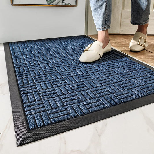 Entrance mat, commercial use, outdoor, indoor, anti-slip, mud removal mat, water absorption, door mat, quick drying, durable, standard mat, washable, office, home, store, office, indoor, company, blue 60 x 120 cm