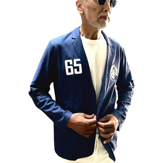 [Robert&Smith] Casual Jacket Golf Jacket Spring/Summer Golf Wear Embroidered Emblem Refreshing Indigo Blue Men's