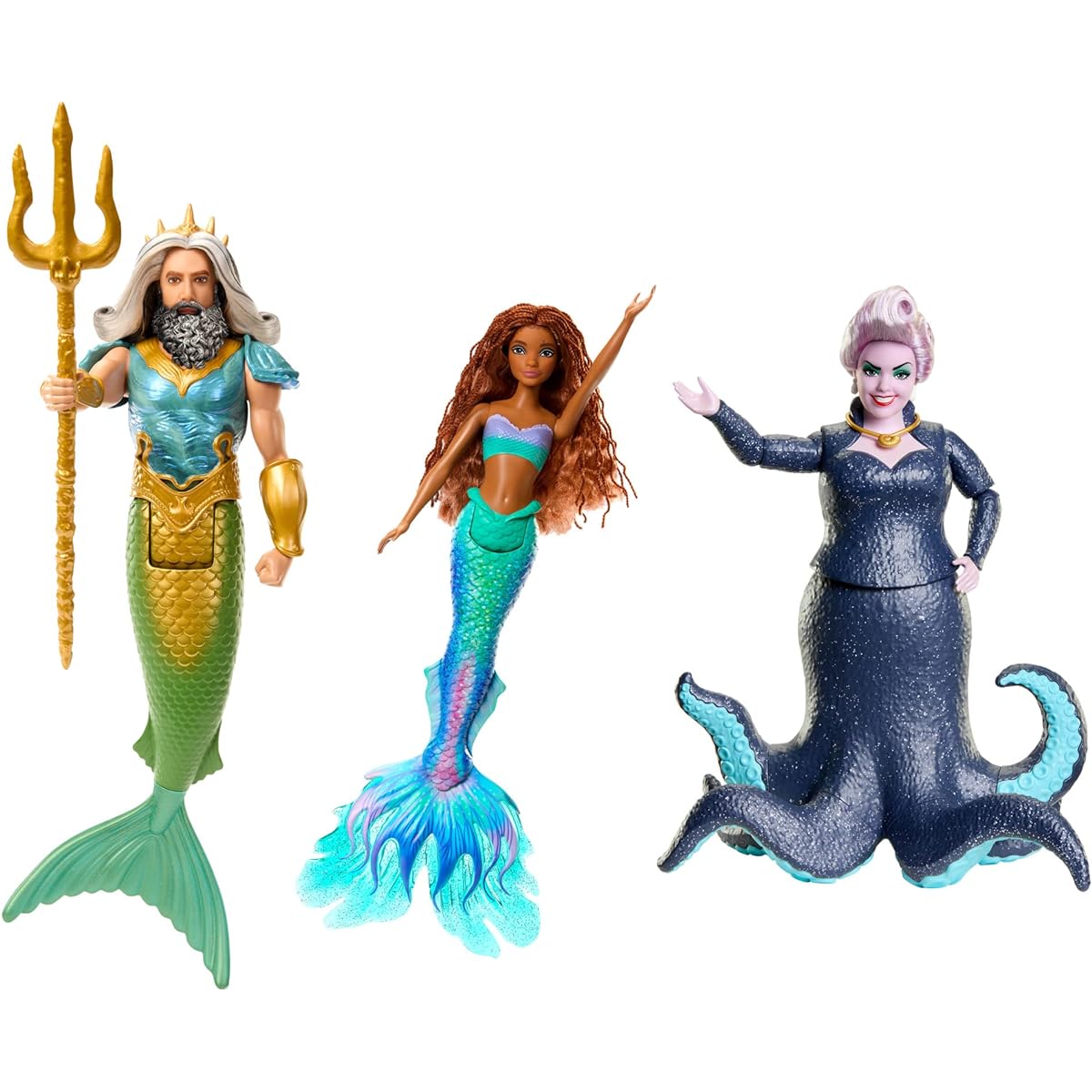 Disney / Live-action movie "The Little Mermaid" Ariel / King Triton / Ursula Doll [3 dolls] [Pretend play] [Fine tail can move glittering] [Dress-up doll] [3 years old and up] HND28