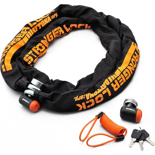 Daytona Motorcycle Bike Lock Manage 2 Locks with 1 Key Chain Lock 2.0m + Disc Lock Stronger Lock Set 96390