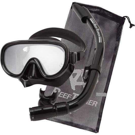 REEF TOURER Snorkeling Snorkel Mask Snorkel 2 Piece Set Made of Silicone with Mesh Bag RC0203/RC0105