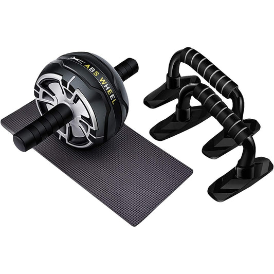 CATOOM Abdominal Roller with Mat + Push-up, Ab Wheel, Exercise Wheel, Load Capacity 220KG, Muscle Training Goods, Black Gray