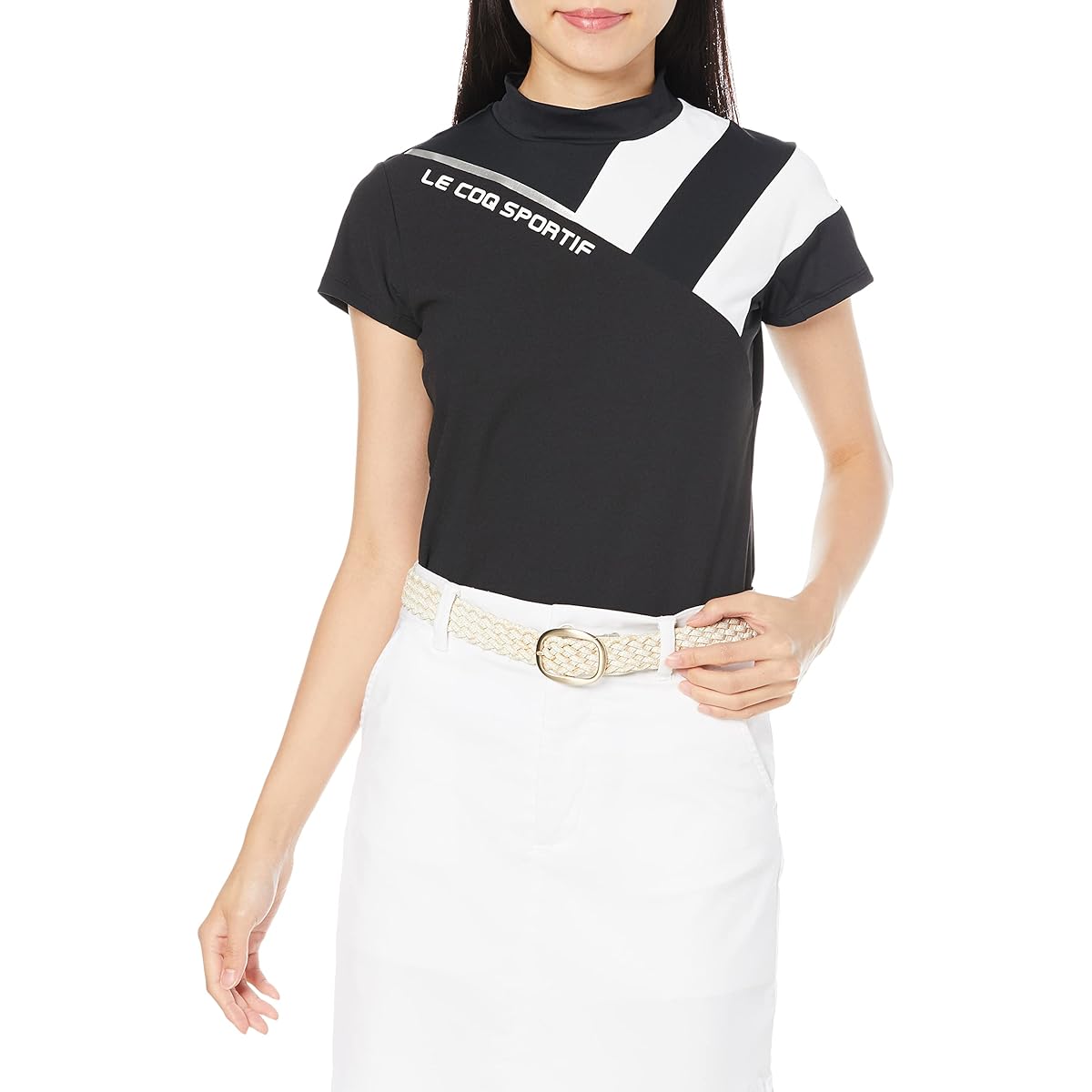[Le Coq Sportif] 22 Fall/Winter Model Golf Short Sleeve Shirt [RIJOUME] High Neck Sweat Absorbent Quick Drying Stretch UPF15 ECO Women's