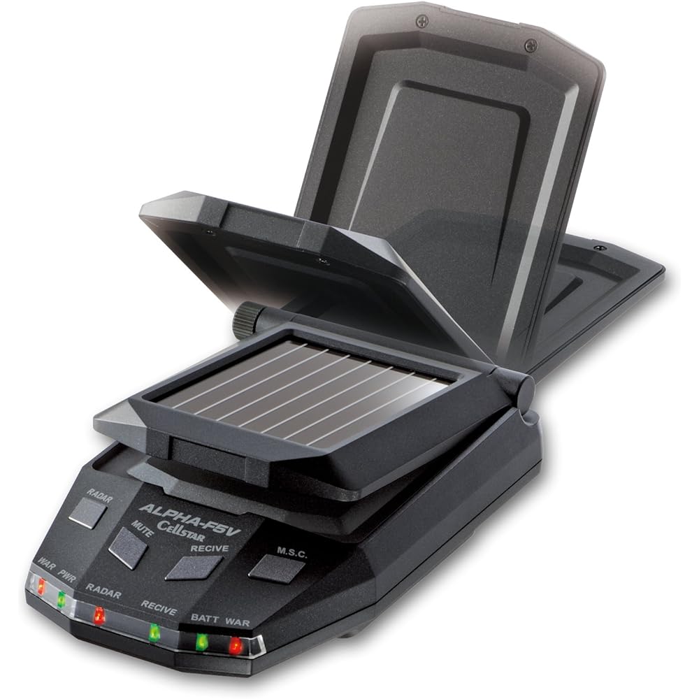 CELLSTAR Radar Detector ALPHA-F5V Solar Type 16 Band Built-in Battery Continuous Use Up to 60 Hours Made in Japan CELLSTAR